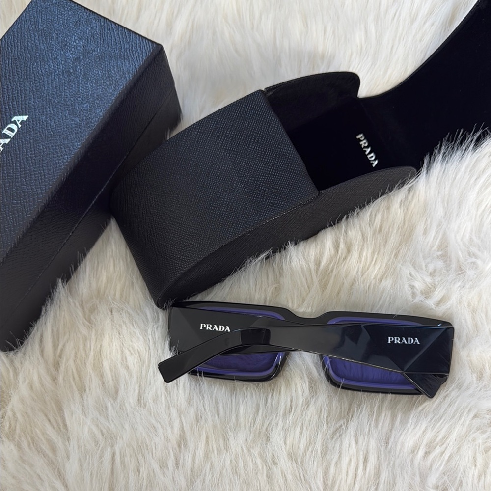 Prada Black And Blue Rectangular Sunglasses - image 5